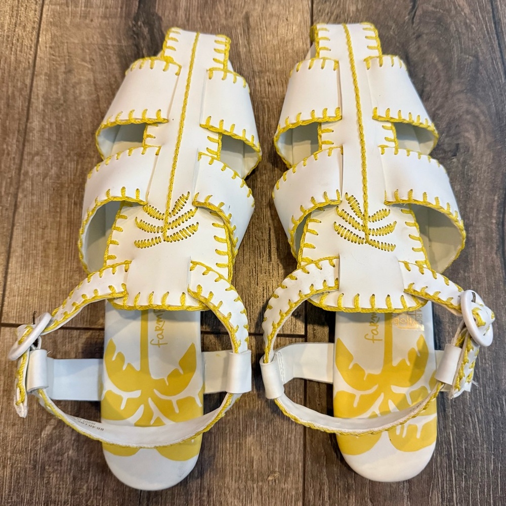 FARM Rio White and Yellow Sandals